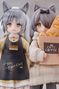 RIBOSE Tea Time Cats Scene Nyan-machi Panya Tenin & Okakyu Set Plastic Figure